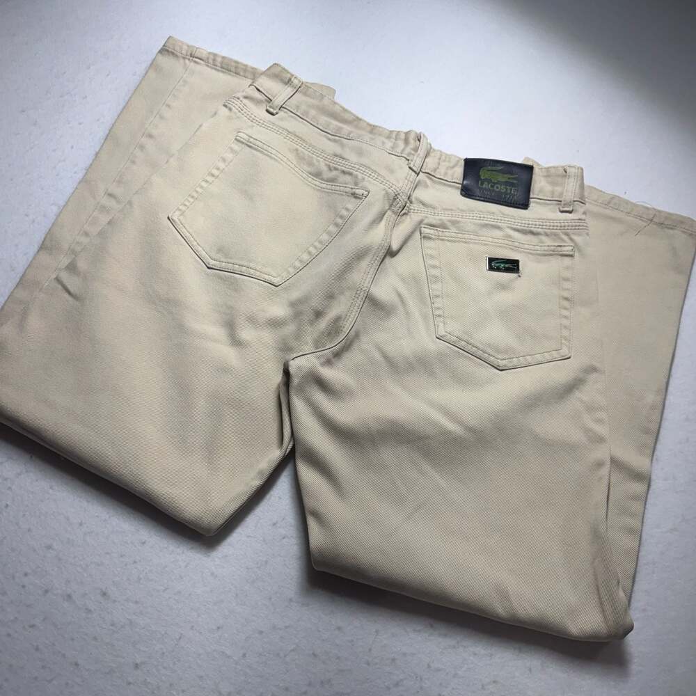 Lacoste Vintage Tan Beige Cotton Denim Jeans Pants Size 34x32